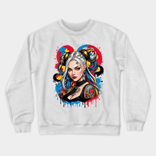 Happy Valentine's Day Comic Pop Art Punk girl Crewneck Sweatshirt